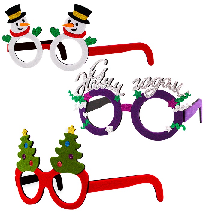  Забавные очки (снеговики, с новым годом, елки) 